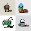 Cute centipede set comic created with AI