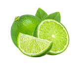 lime with leaf isolated on transparent png