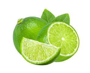 lime with leaf isolated on transparent png