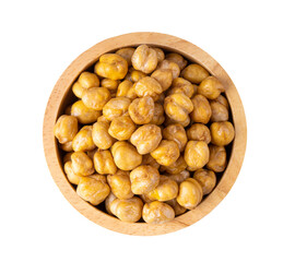 Wall Mural - Chickpea in wood bowl isolated on transparent png