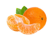 Mandarin, Tangerine Citrus Fruit With Leaf Isolated On Transparent Png