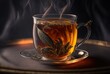 © QuietWord - illustration of beautiful herbal tea in transparent glass with ingredients