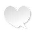 White heart speech bubble with soft shadow