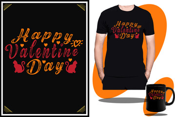 Wall Mural - Vector Happy Valentine day t shirt design