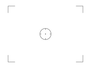 Sticker - Focusing screen with circle target of the camera viewfinder. White vector template of viewfinder camera recording