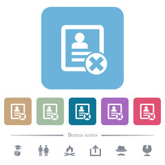 Poster - Cancel contact flat icons on color rounded square backgrounds
