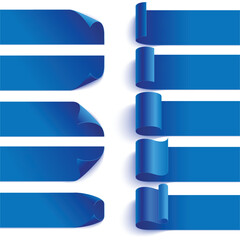 Poster - Isolated blue ribbon paper banners with realistic shadows on white background