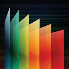 Aufkleber - 3d perspective rainbow shiny abstract rectangle layers on black stripes background