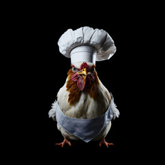 Generative AI digital art of an chicken dressed as a culinary chef cook