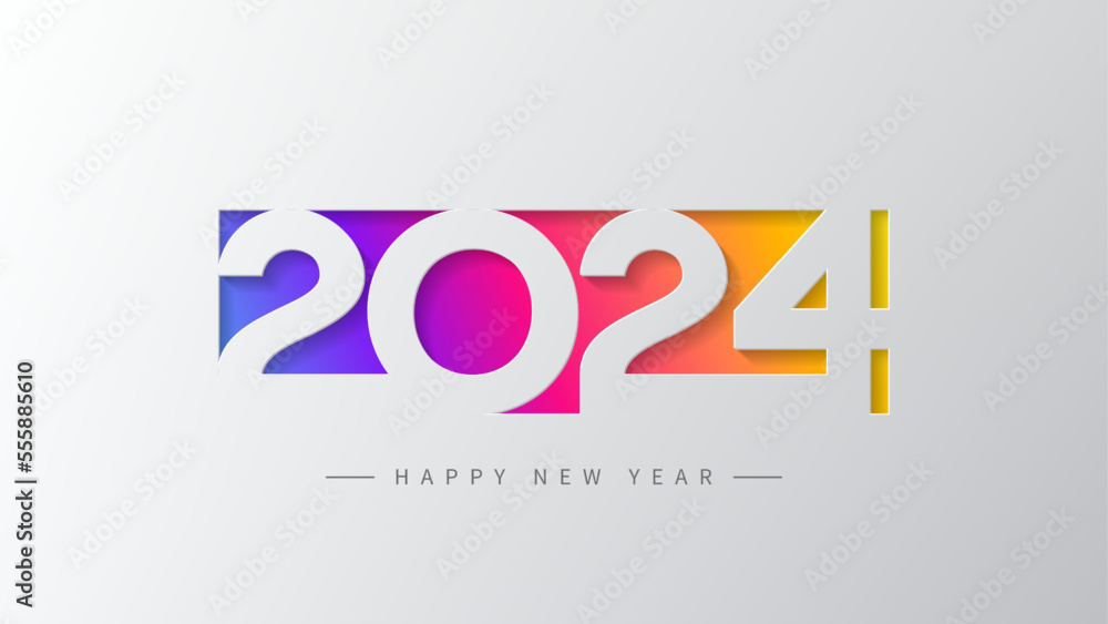 2024 Happy New Year banner. Vector illustration with colorful numbers ...