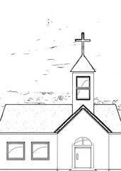 sketch vector illustration of a holy orthodox church for praying, Hand drawn doodle Christian building church icon with Catholic cross Vector illustration sketchy