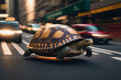 © IBEX.Media - Commuting concept with Very fast turtle running in the streets, Generative AI illustration