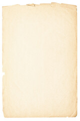 Wall Mural - light paper sheet isolated on white background. beige texture of ancient papyrus with frayed edges