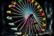 illustration of Ferris Wheel with vivid bright color splash, idea for fun and extreme theme, 