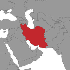 Iran on world map. Vector illustration.