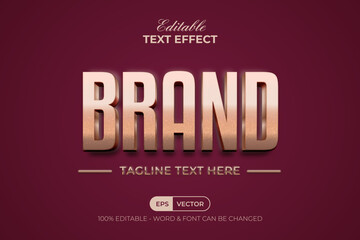 Gold 3D Text Effect Brand Style Name. Editable Text Effect.