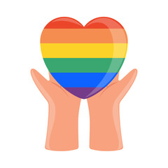 Wall Mural - hand with heart lgbt