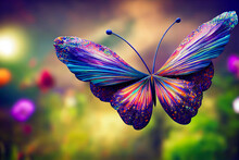 Butterfly On Flower, Generative Ai Illustration