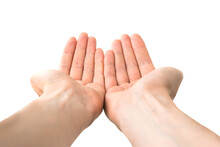 Two Open Hands Give Hold Something In PNG Isolated On Transparent Background