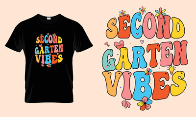 second vibes t-shirt design, unique and colorful 100 days school t-shirt design, back to school. con