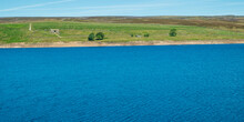 Much Reduced Water Levels In Grimwith Reservoir In The Yorkshire Dales During The Long Hot Summer Of 2022, North Yorkshire, UK
