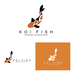 Wall Mural - Koi Fish Logo Design, Ornamental Fish Vector, Aquarium Ornament Illustration Brand product