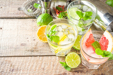 Citrus fruit drinks with ice