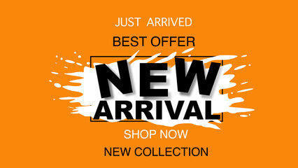 Poster - orange new arrival banner for store