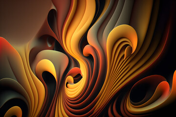 Wall Mural - Abstract 3d illustration of autumn colored waves. Generative AI.	