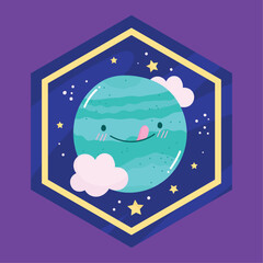 Wall Mural - space planet badge