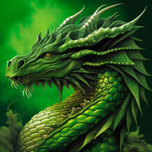 Green Dragon Generated With I.A Technology