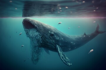 Whale tangled in waste. Generative AI