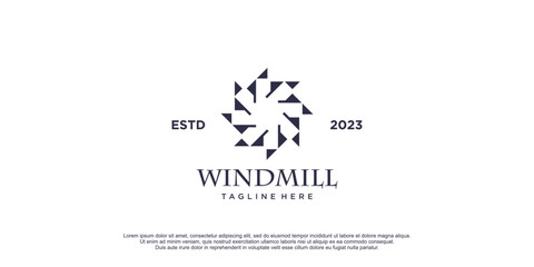 Wall Mural - Windmill logo with creative concept design icon illustration