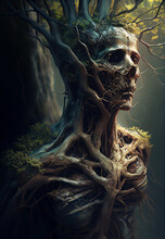 Generative AI Illustration Of Of Dead Man Tree