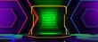 abstract backgound video game of esports scifi gaming cyberpunk, vr virtual reality simulation and metaverse, scene stand pedestal stage, 3d illustration rendering, futuristic neon glow room