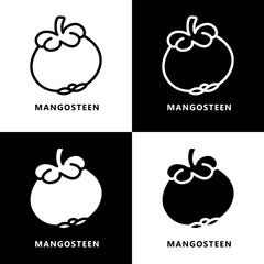 Canvas Print - Mangosteen Tropical Fruit Icon Logo. Vegetable and Fruit Symbol Illustration