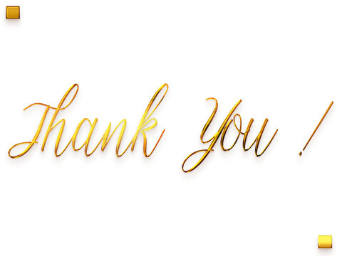 Thank You ! Transparent PNG Gold Cursive Text Calligraphy 