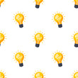 © Nikolai Titov - Colored seamless pattern with slightly slanted stylish light bulbs and white background.