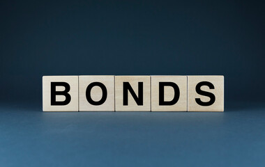 Bonds. Cubes form the word Bonds. Bonds word concept