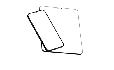 Sticker - 3D brandless tablet with empty screen isolated on white background