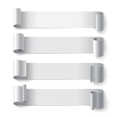 Aufkleber - Curled white paper stripe banners with realistic shadows on gray background