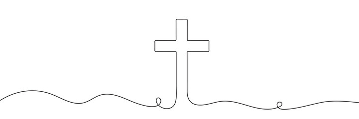 Continuous drawn one line of the symbol of religion. Vector illustration. Vector illustration