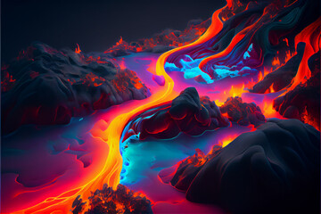 Wall Mural - flowing lava in bright intense colors ideal for backgrounds