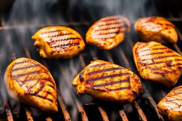 Wall Mural - grilled meat on the grill