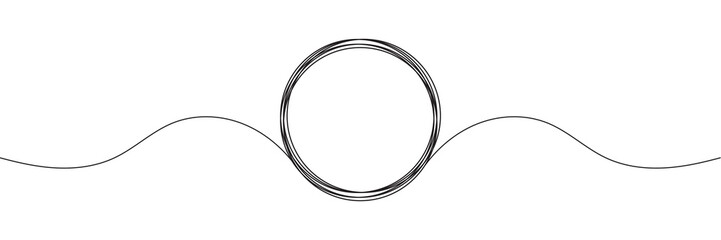 Wall Mural - Continuous one line drawing of a circle. Outline of a round frame on a white background. Vector illustration