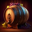 Winemaking barrel - 3d Illustration. Generative AI