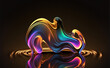 © KidSpace - 3D render abstract holographic liquid shape illustration. Generative AI.