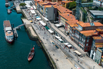 Wall Mural - Porto old town skyline from across the Douro River. Porto. Portugal. 