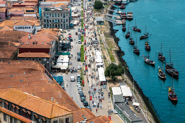 Wall Mural - Porto old town skyline from across the Douro River. Porto. Portugal. 