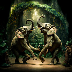 Wall Mural - elephants dancing